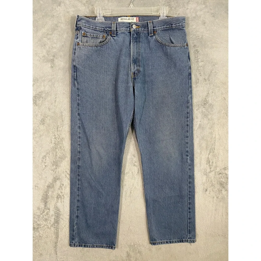 Levi's Jeans Men 36x30‎ Faded Blue 505 Regular Fit Cotton Denim Workwear Casual